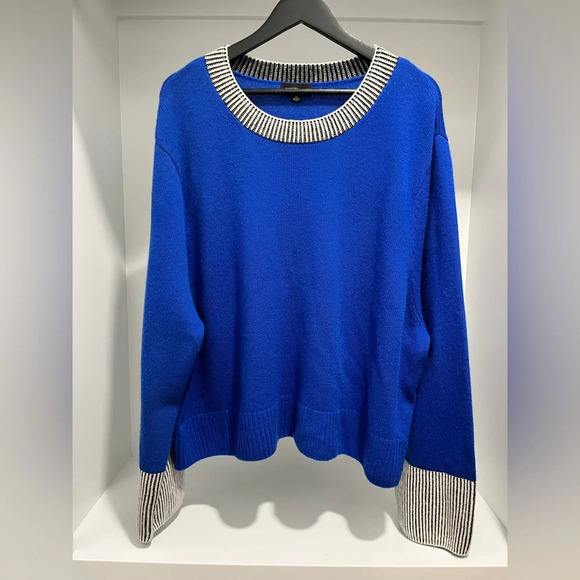 Summersalt Coziest Cashmere Royal blue Crew Sweater black/white accents size 1XL - Picture 1 of 10
